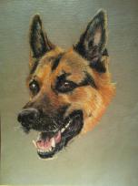 Painting of German Shepherd dog